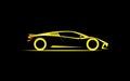 Stylized simple drawing sport super car coupe side view